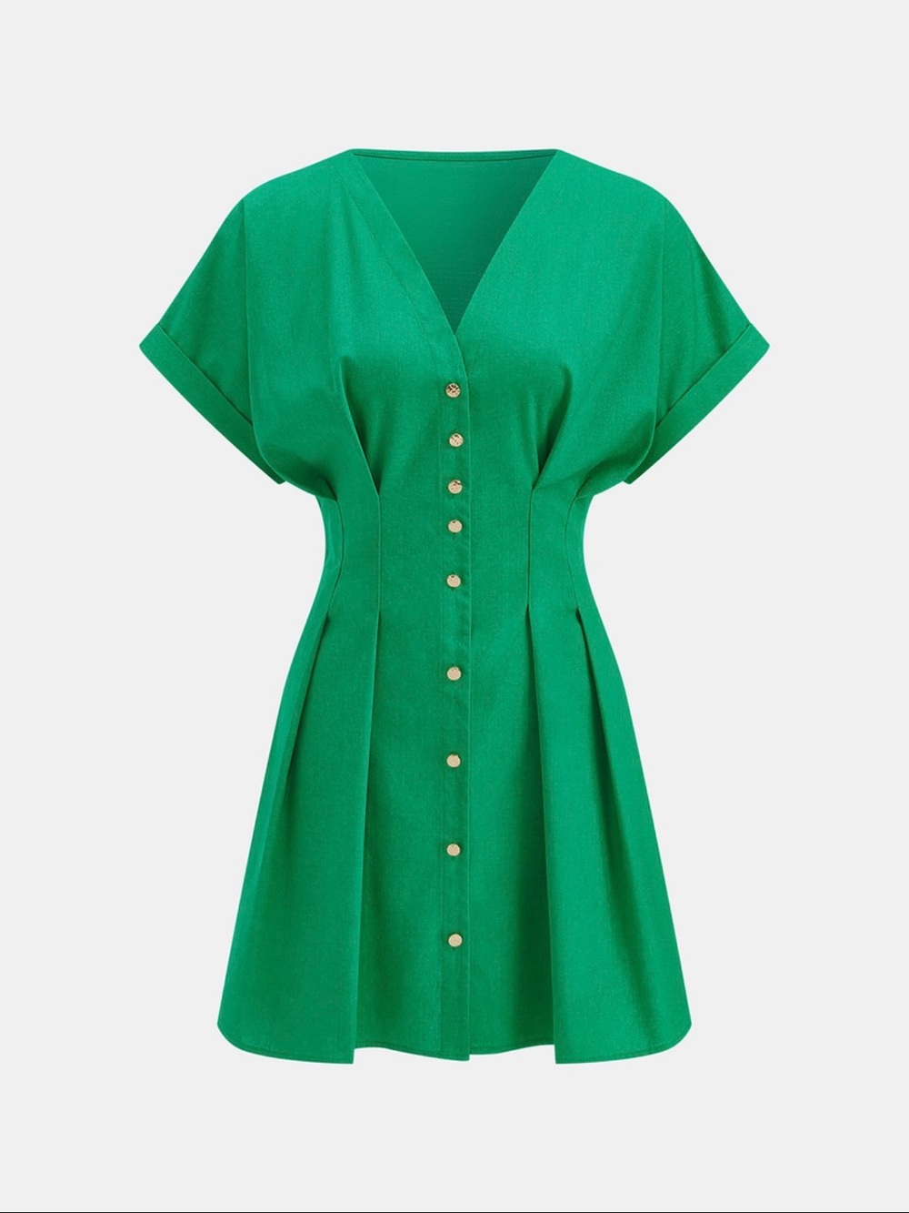 Commense Emerald Green V-Neck Button-Front Tunic